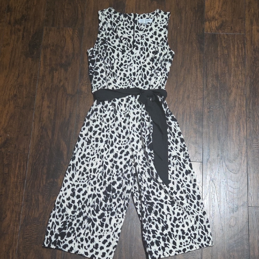 Emma & Michele Black and White Animal Print Jumpsuit